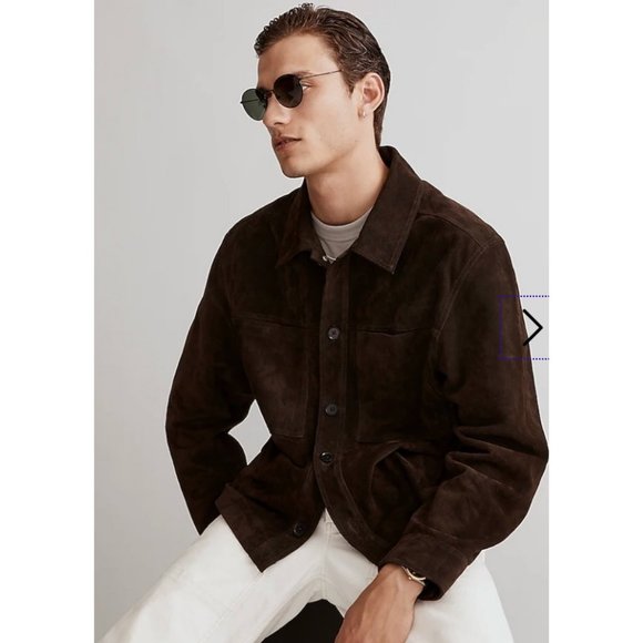 Madewell $550 Suede Leather Boxy Shirt Jacket Brown Size XL NM685 - Picture 2 of 9